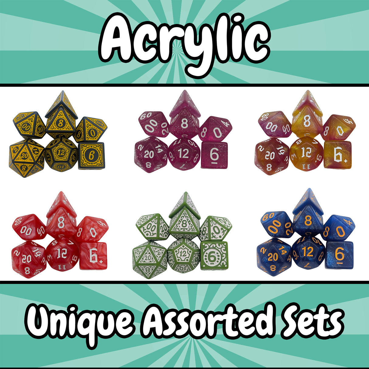 Assorted Acrylic Dice Sets (10 Sets)