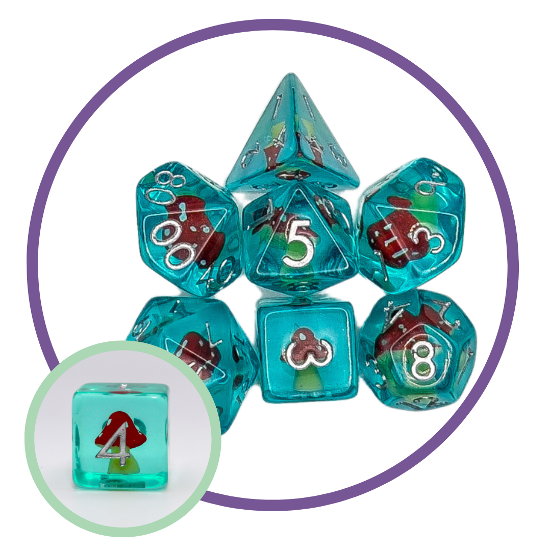Mushroom Dark Red Cap Inclusion Dice Set