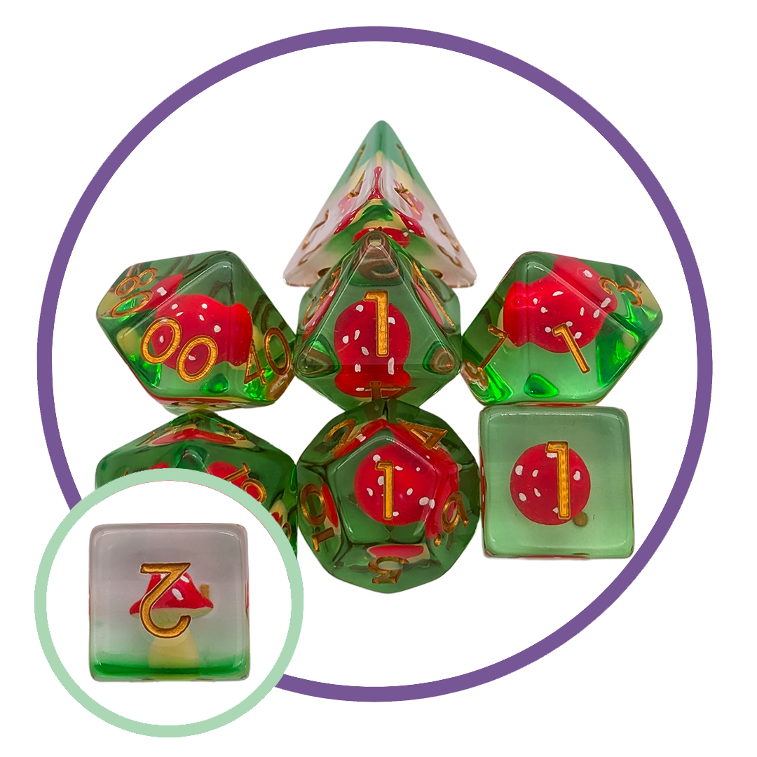 Mushroom Light Red Cap Inclusion Dice Set