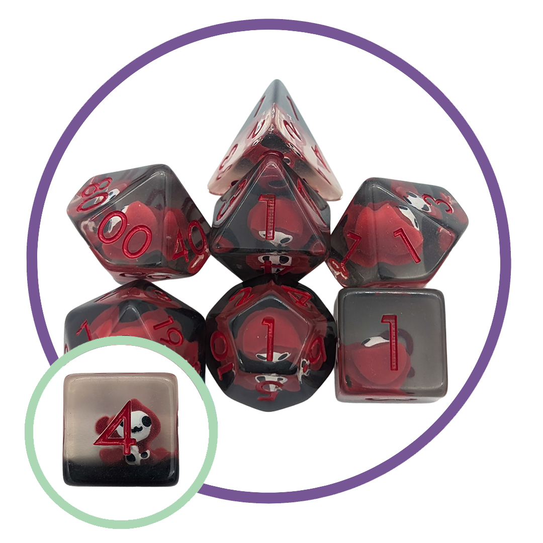 Grim Reaper Red Inclusion Dice Set
