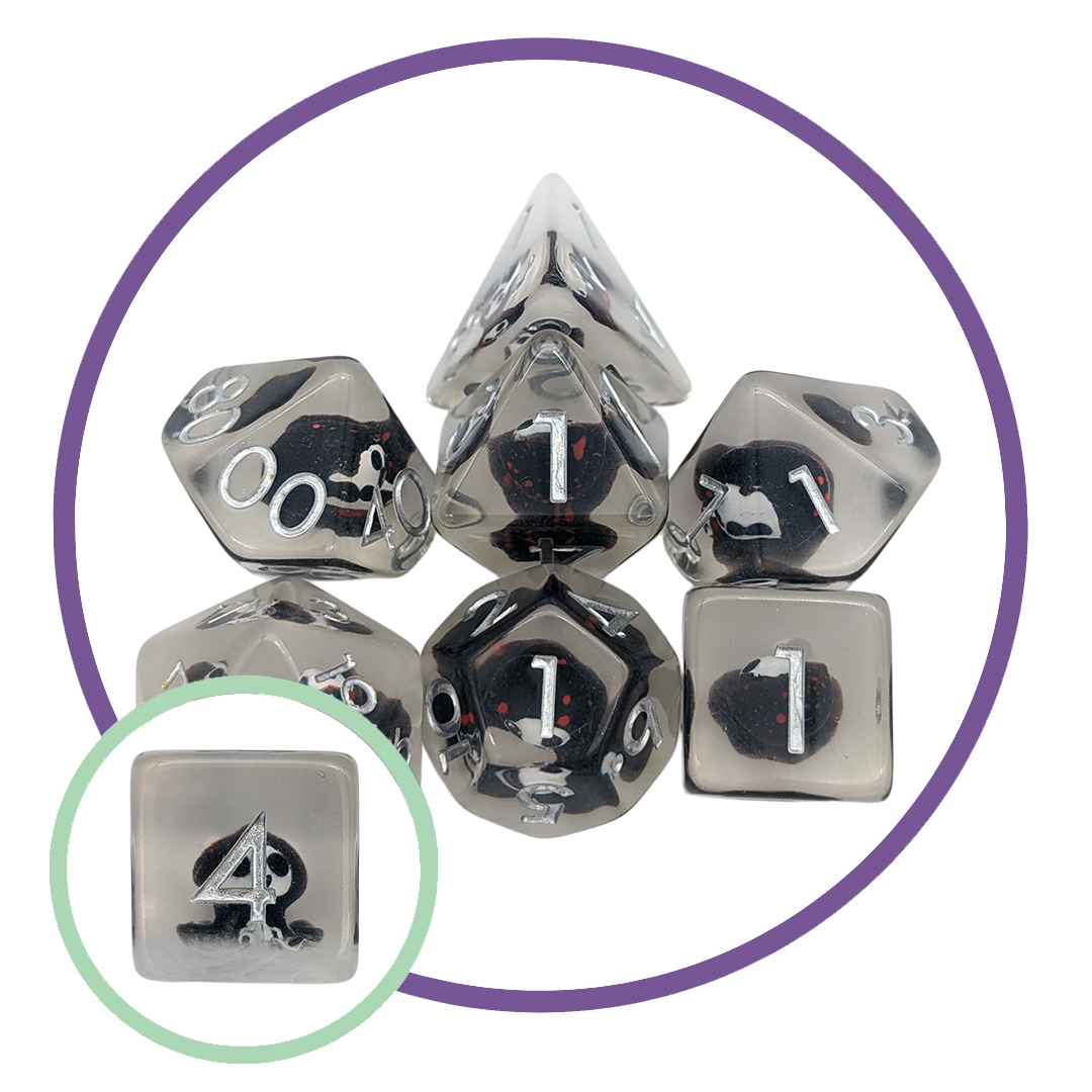Grim Reaper White Dice Set