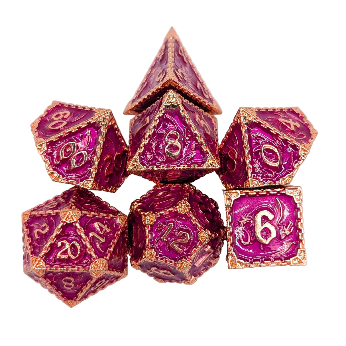 Dragon Purple and Copper Metal Dice Set