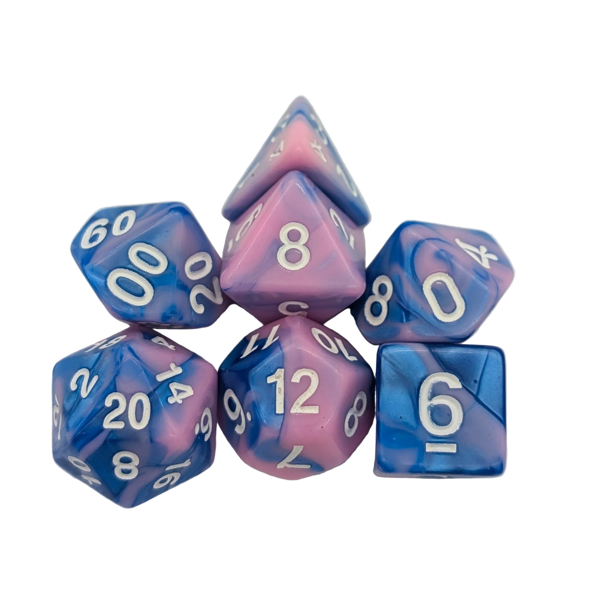 Tie-Dye Blue and Pink Dice Set