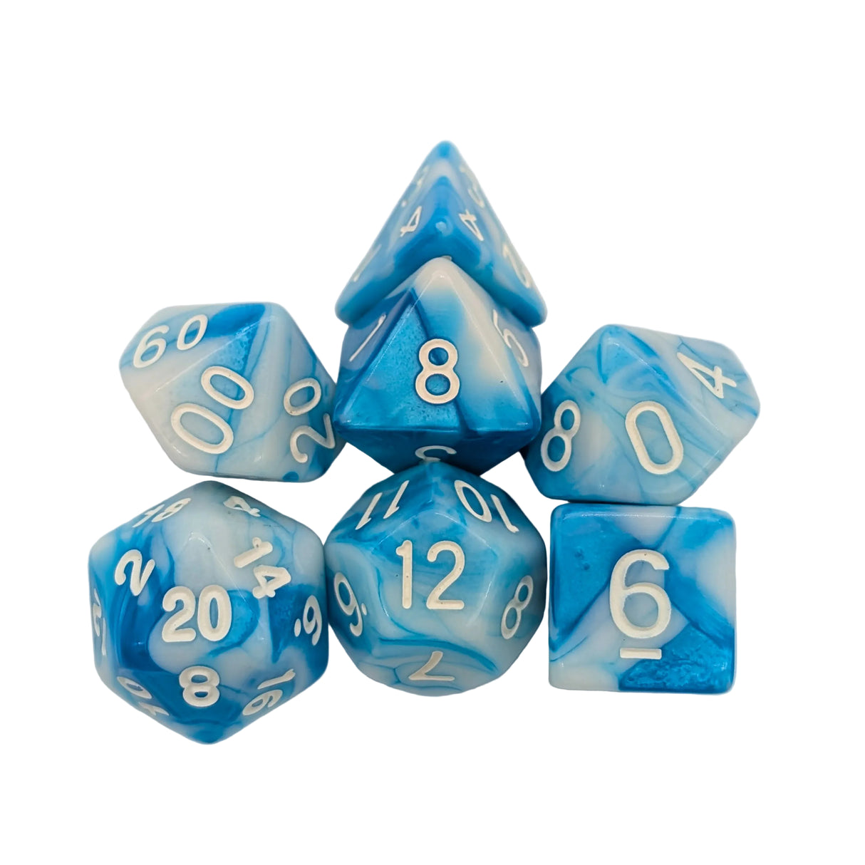 Tie-Dye Blue and White Dice Set