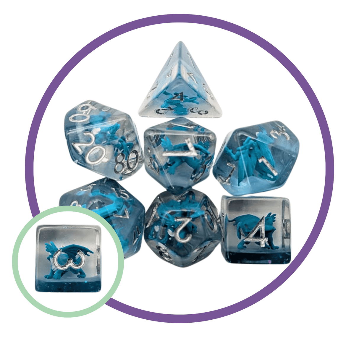 Dragon Blue Inclusion Dice Set