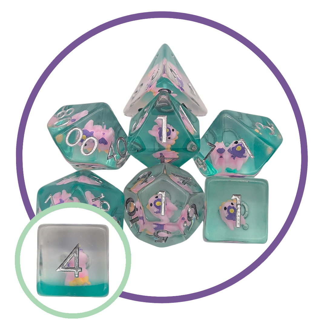 Unicorn Purple Inclusion Dice Set