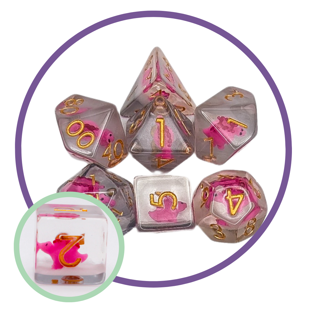 Stegosaurus Pink Inclusion Dice Set