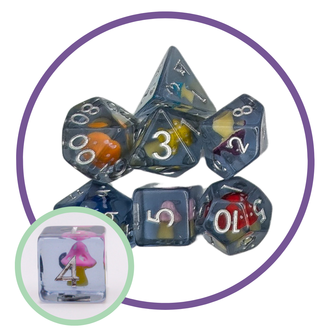 Mushroom Multi-Coloured Cap Inclusion Dice Set