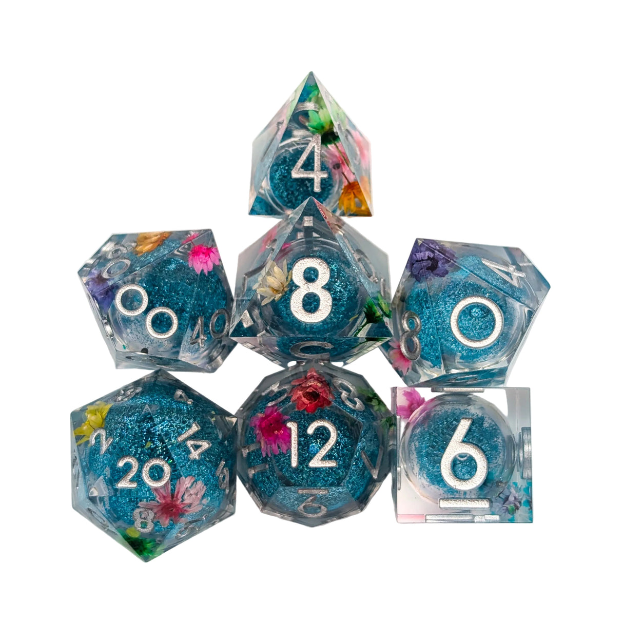 Print Flower Liquid Core Dice Set