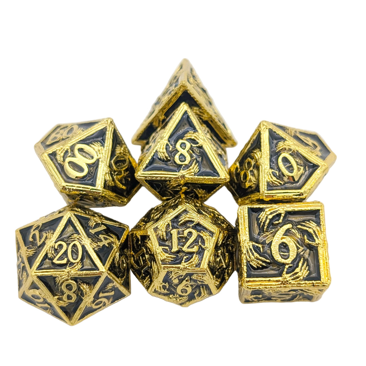 Skeleton Black and Gold Metal Dice Set