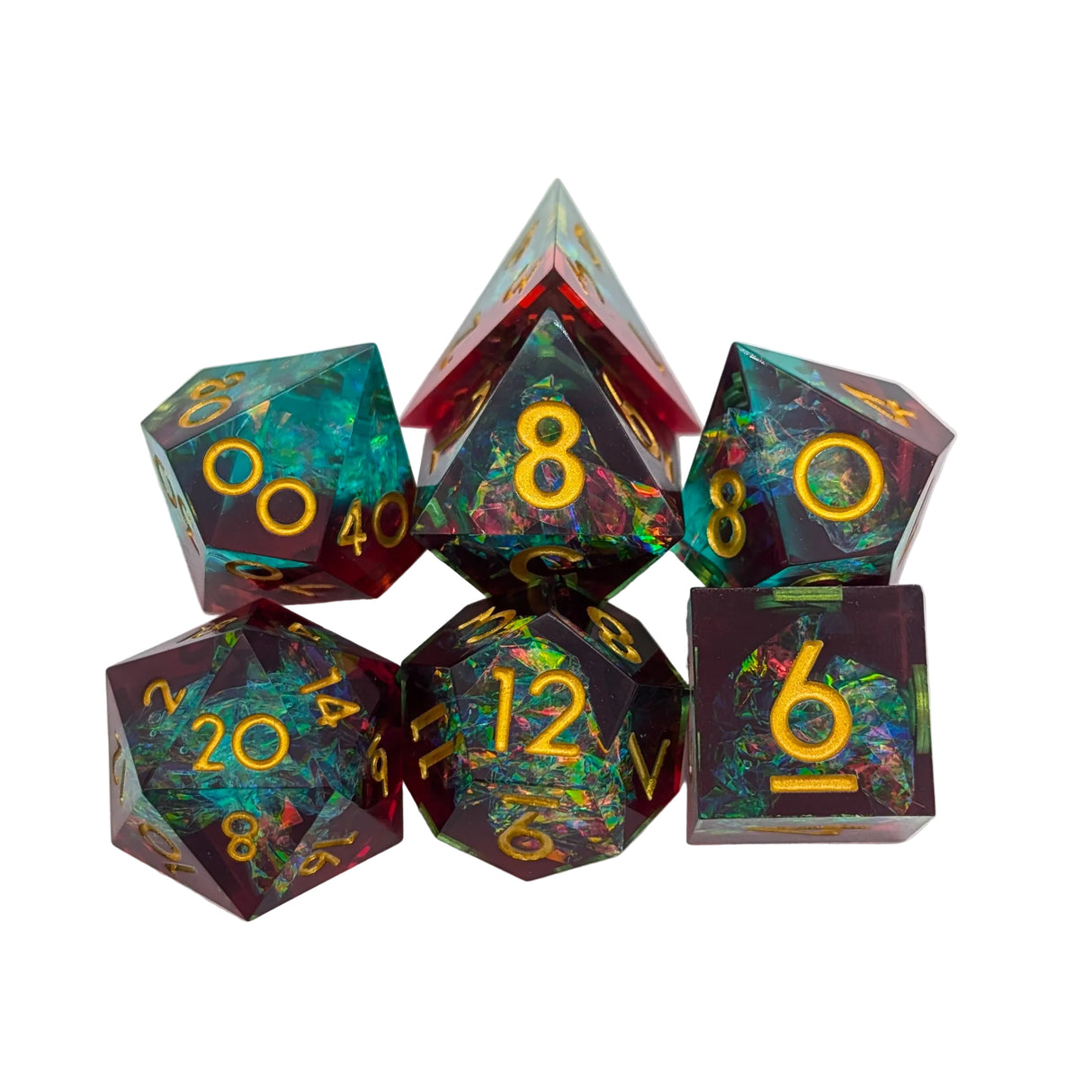 Shine Red and Green Sharp Dice Set