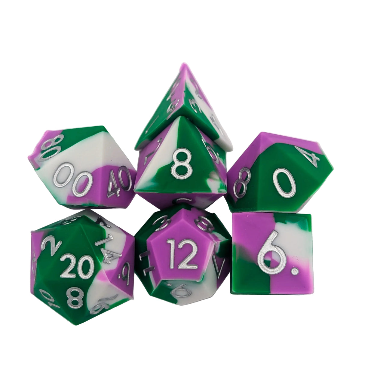Green and Purple Silicone Dice Set