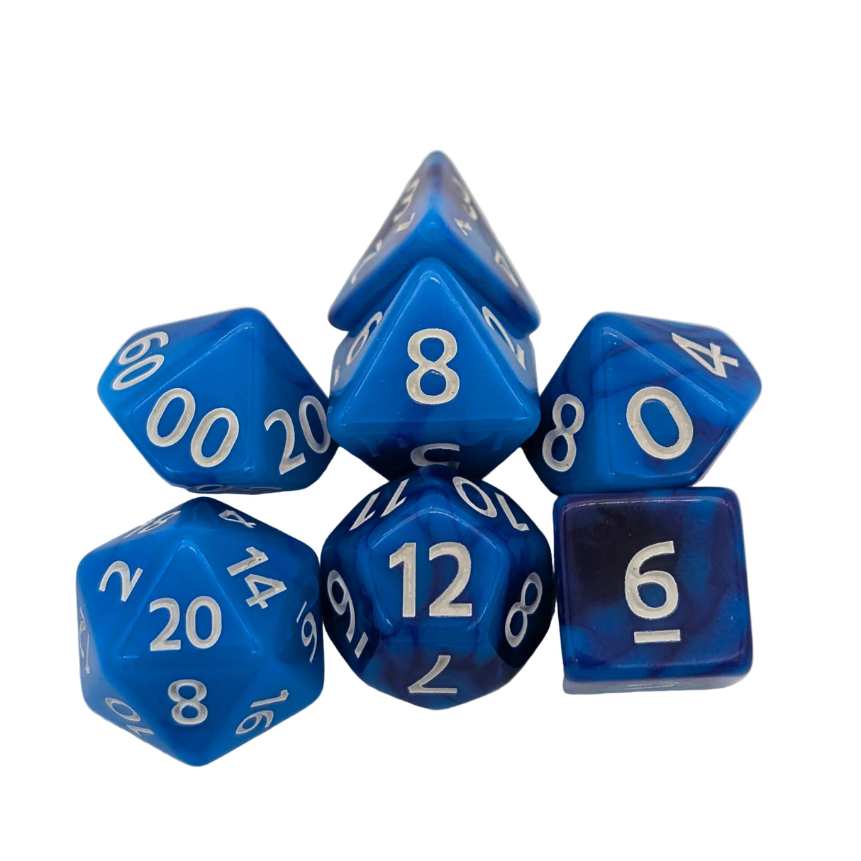 Tie-Dye Blue and Navy Dice Set