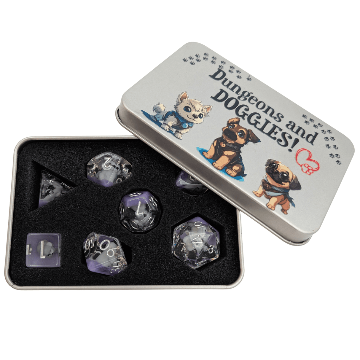 Dungeons and Doggies Dice Tin