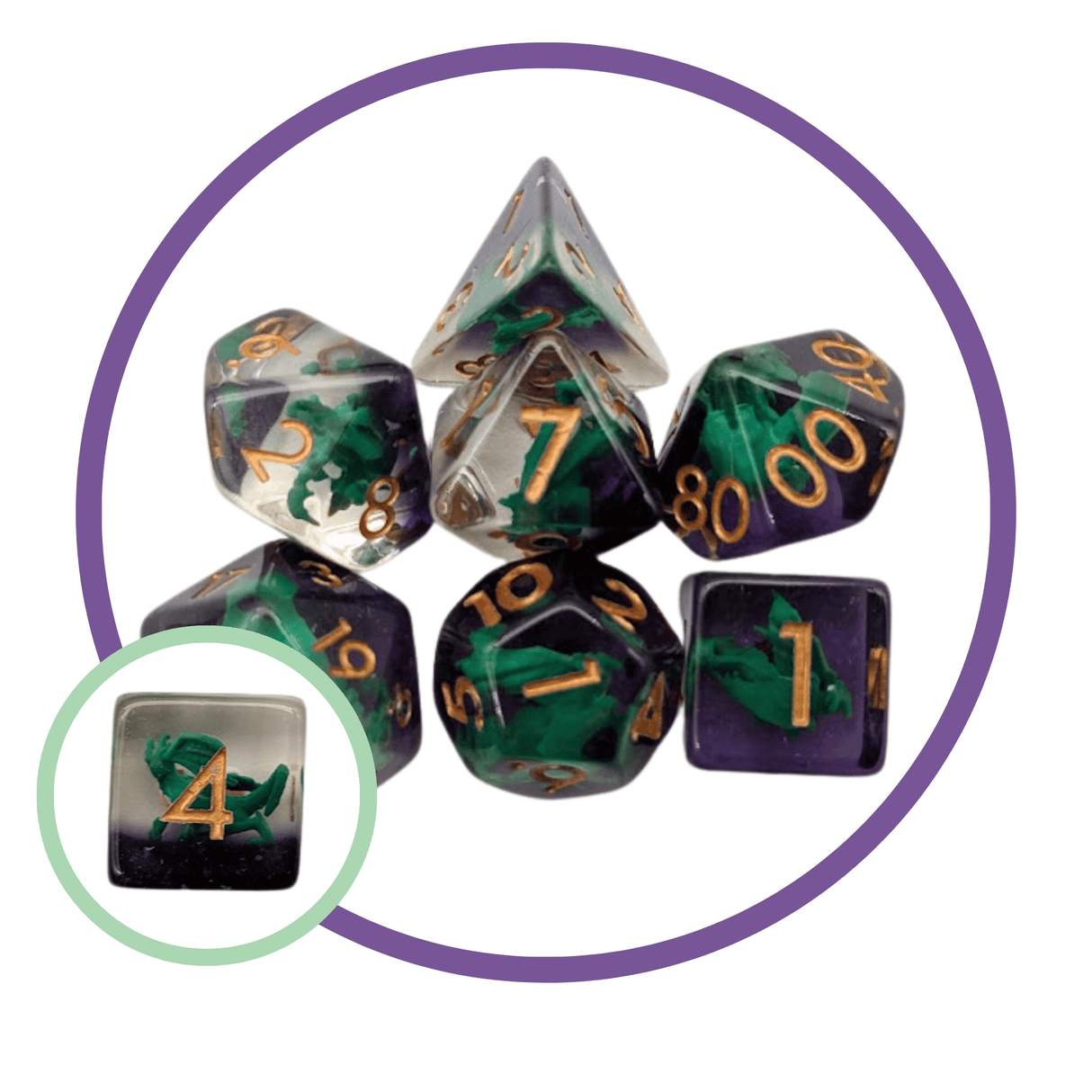 Dragon Green Inclusion Dice Set